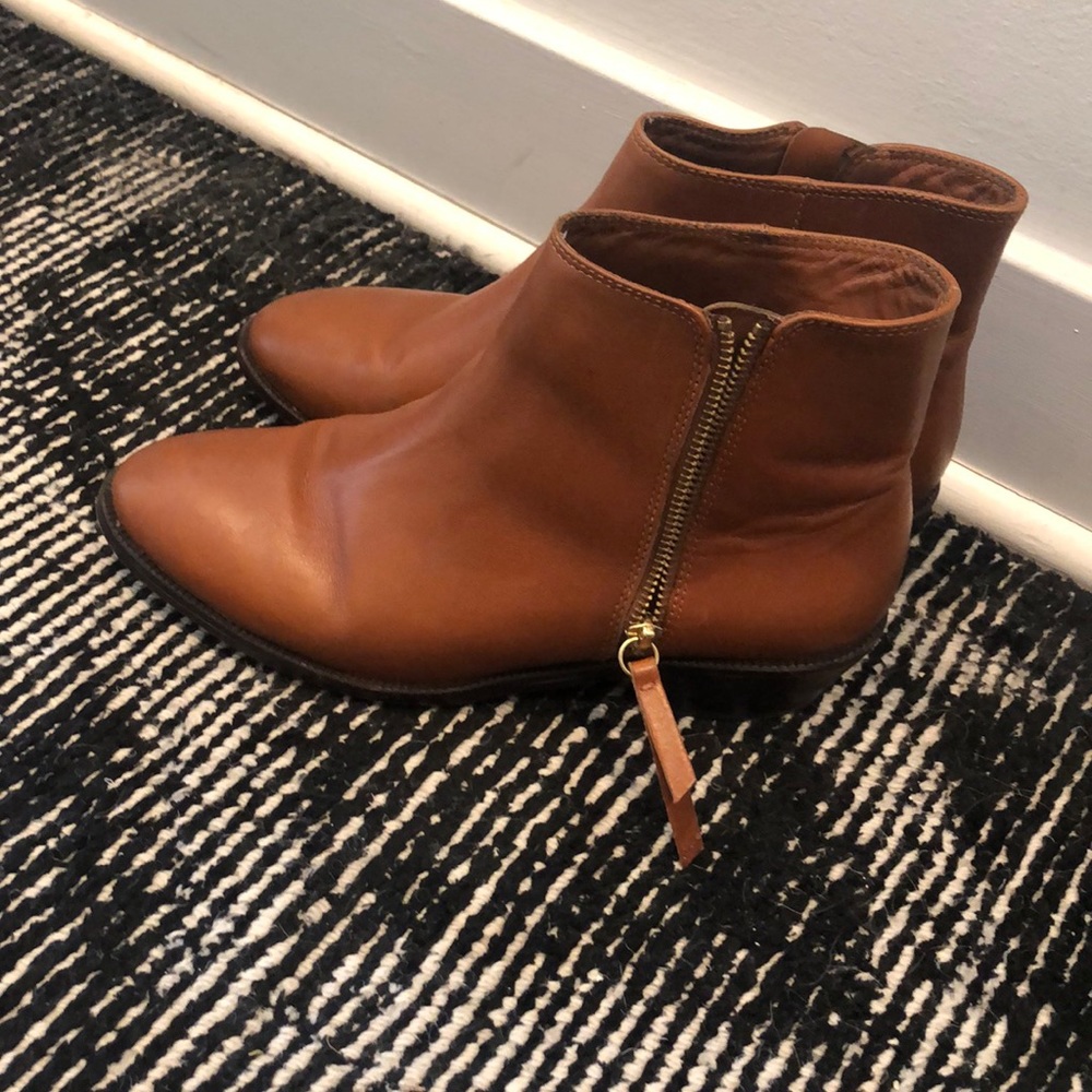 J. Crew brown leather booties, small heel